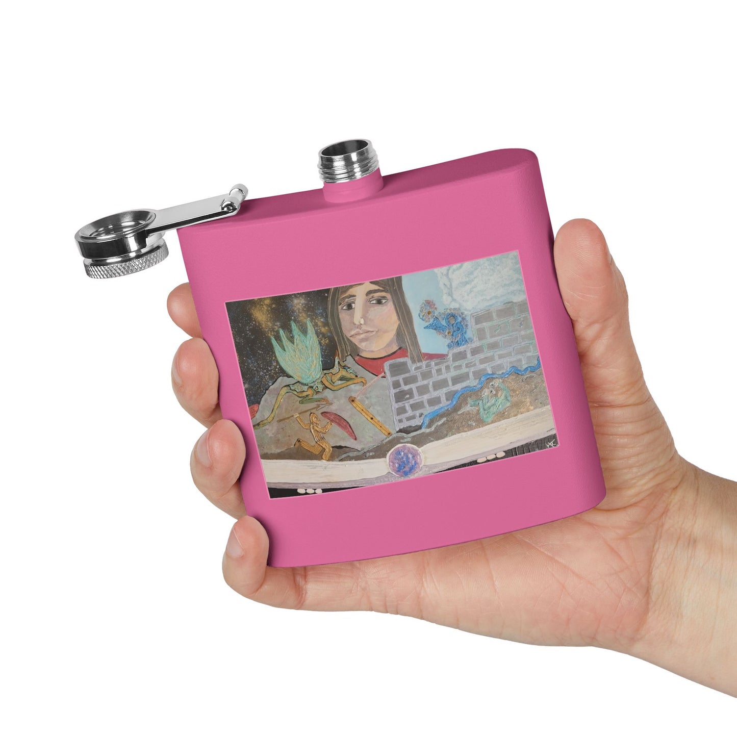 The Storyteller | 6oz Insulated Stainless Steel Flask | Wearable Art for Wandering