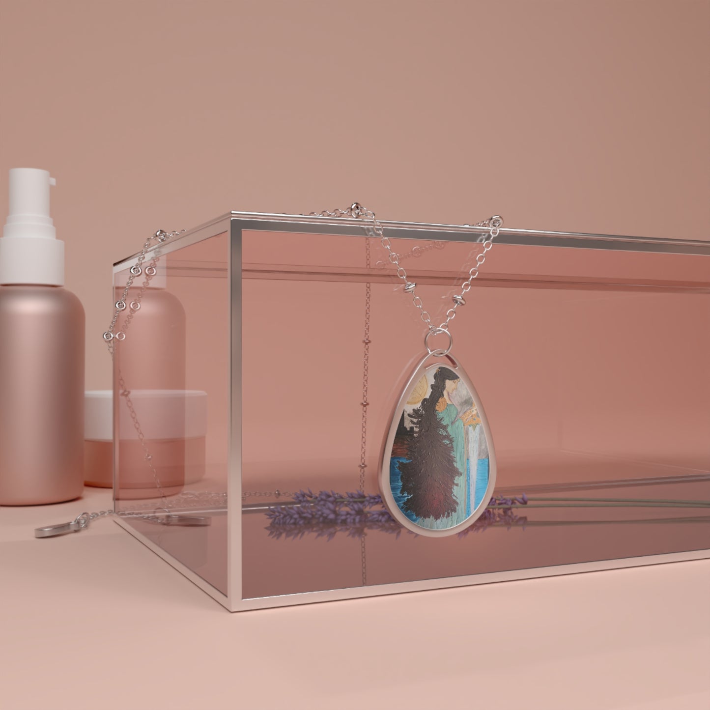 Oval Art Pendant Necklace | Wearable Painting