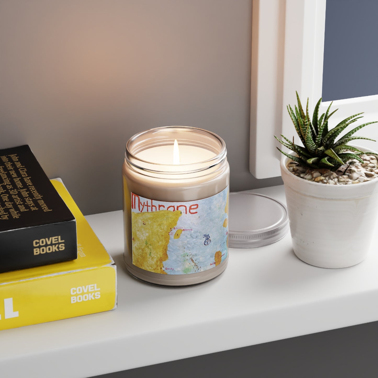 9oz Scented Soy Candle — Mythrane Map Art Label (White Lid)