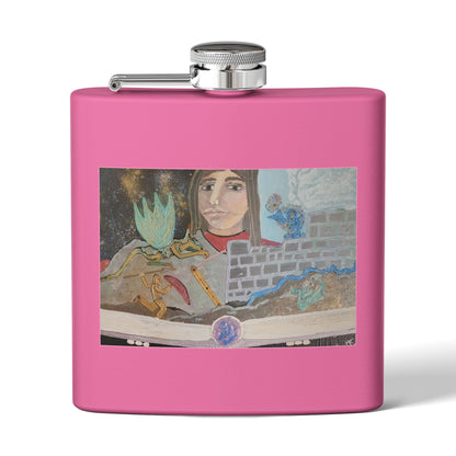 The Storyteller | 6oz Insulated Stainless Steel Flask | Wearable Art for Wandering