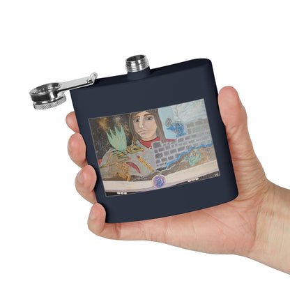 The Storyteller | 6oz Insulated Stainless Steel Flask | Wearable Art for Wandering