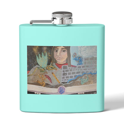 The Storyteller | 6oz Insulated Stainless Steel Flask | Wearable Art for Wandering