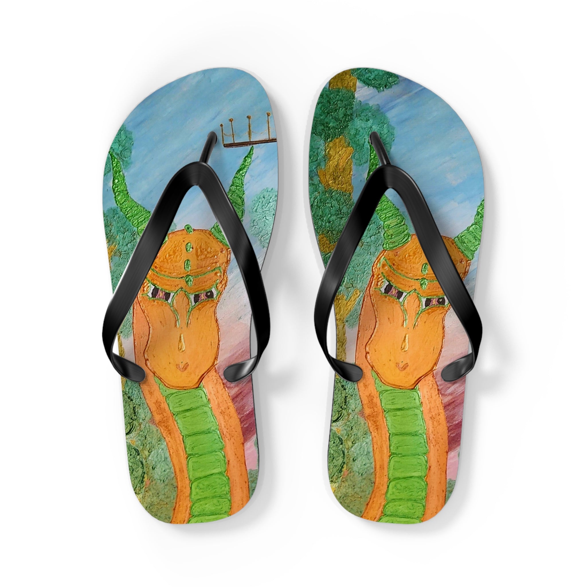 Men's Sized Swift Dragon Flip Flops — Colorful Fantasy Beach Sandals