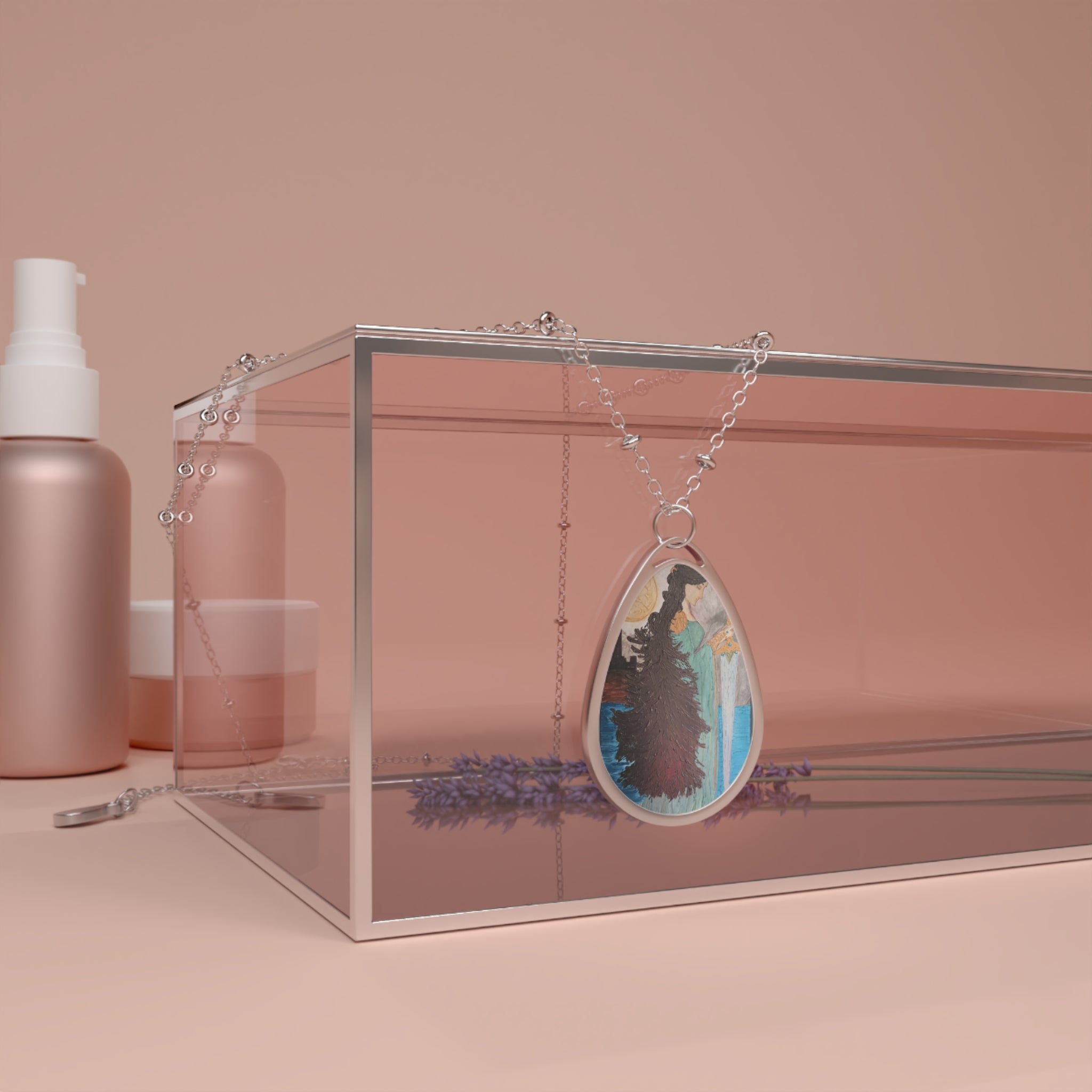 Oval Art Pendant Necklace | Wearable Painting