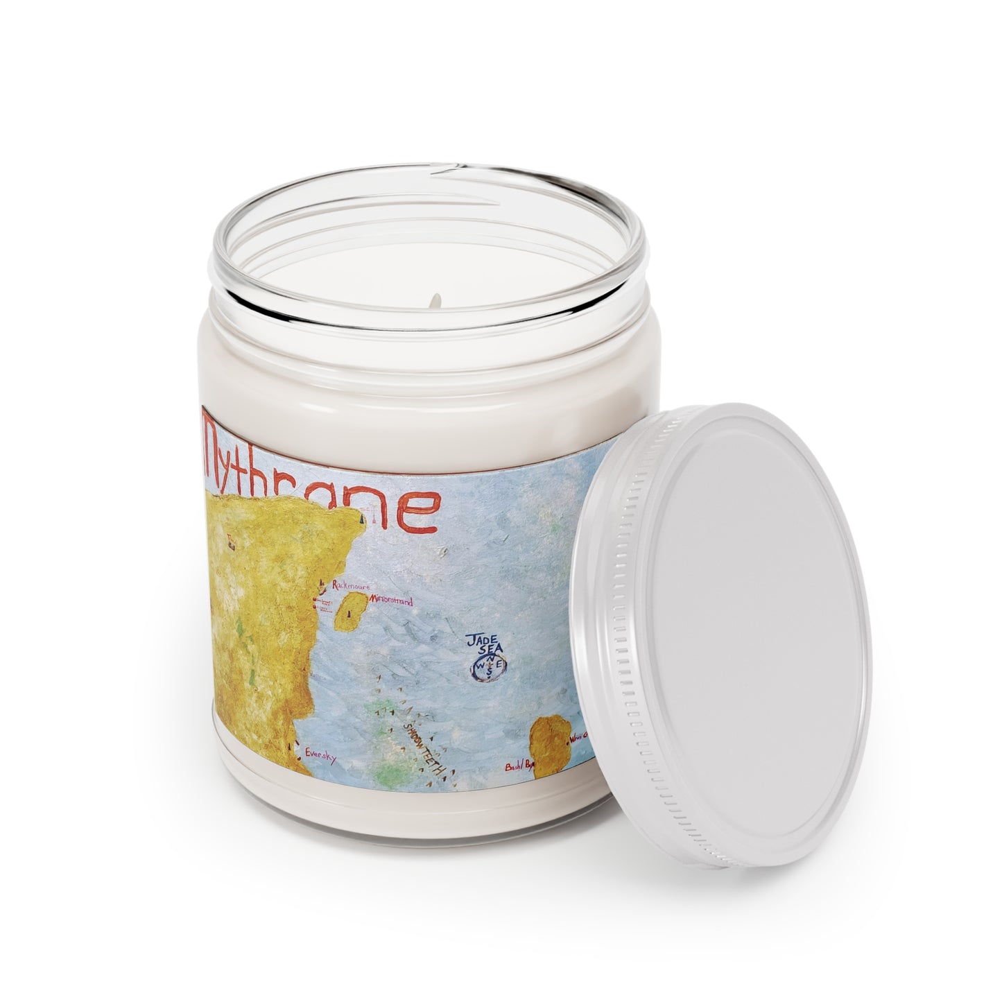 9oz Scented Soy Candle — Mythrane Map Art Label (White Lid)