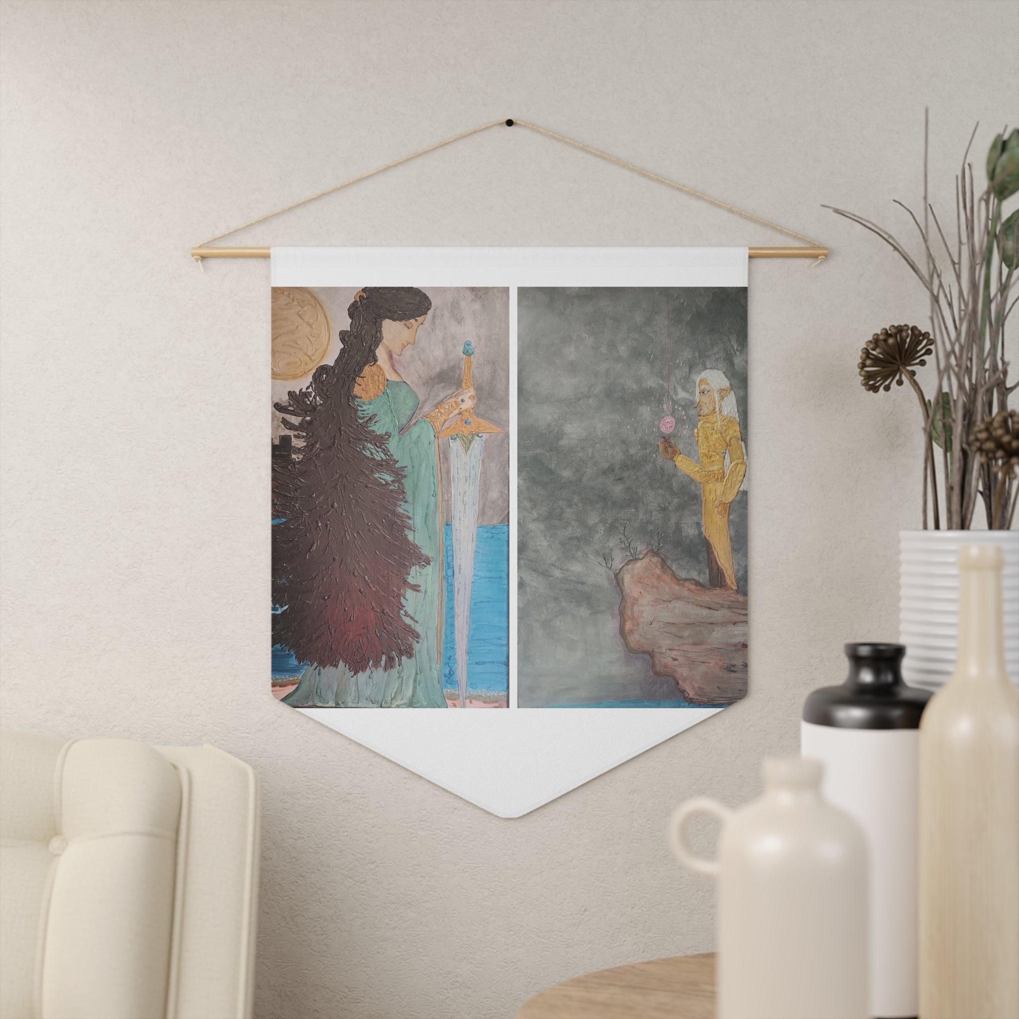 The King and His Lady | Wall Pennant | Juy & Amry | Story-Inspired Textile Art