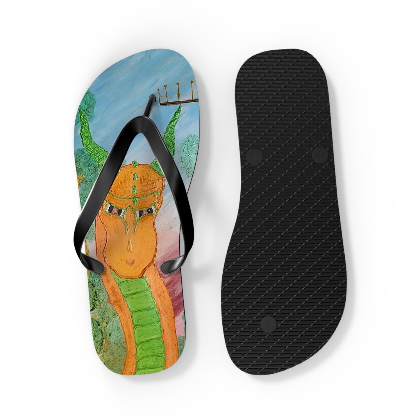 Men's Sized Swift Dragon Flip Flops — Colorful Fantasy Beach Sandals