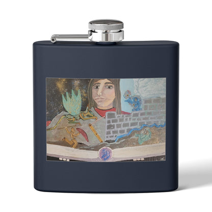 The Storyteller | 6oz Insulated Stainless Steel Flask | Wearable Art for Wandering