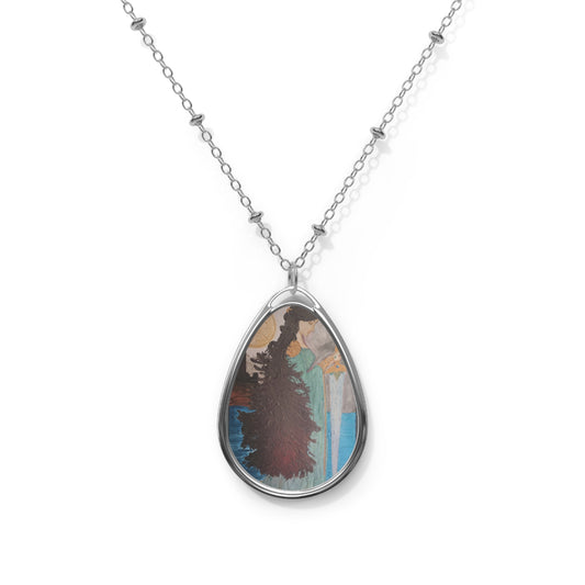 Oval Art Pendant Necklace | Wearable Painting