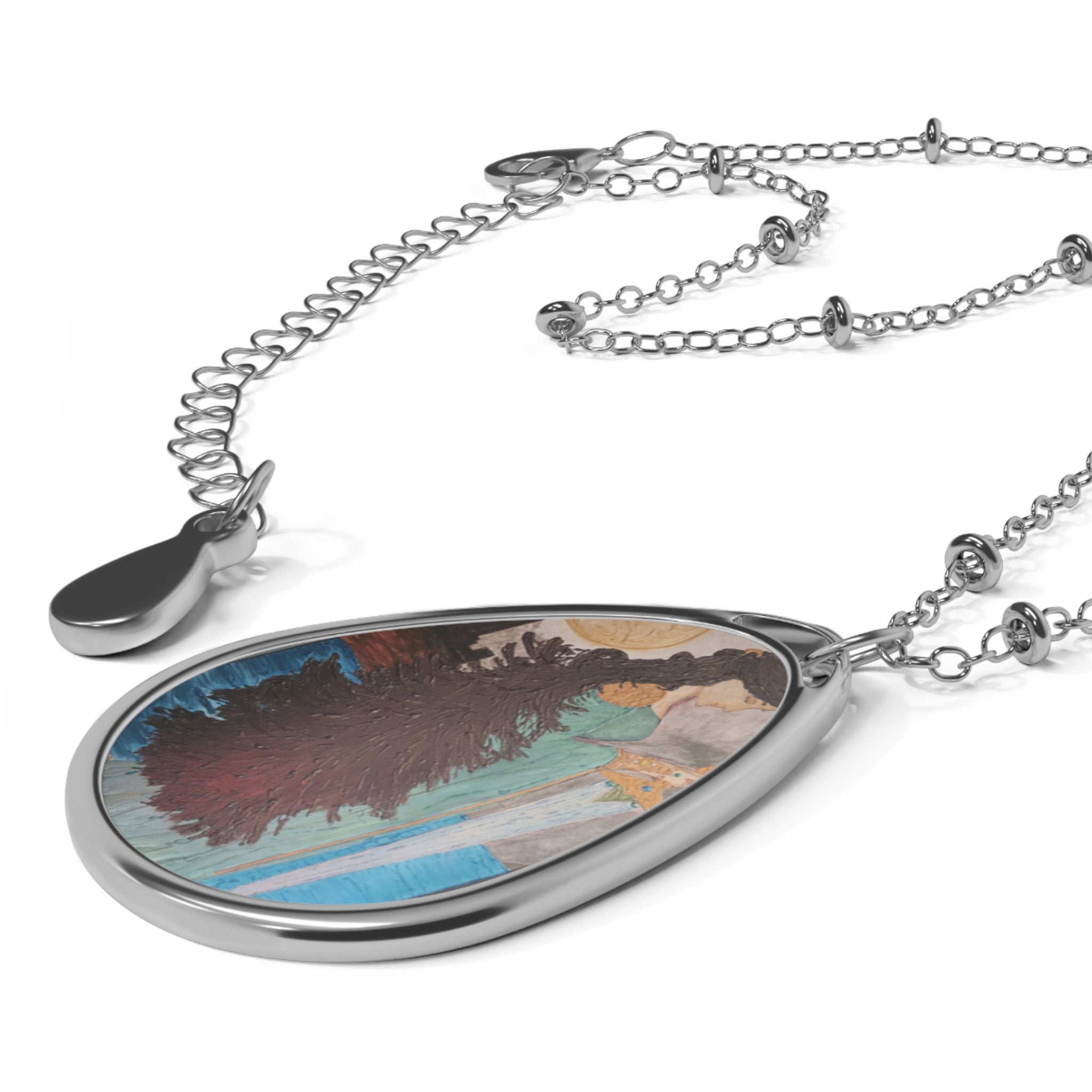 Oval Art Pendant Necklace | Wearable Painting